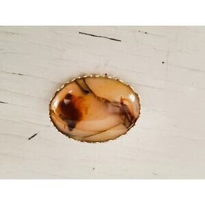 Vintage Victorian Oval Agate Gold Tone Brooch